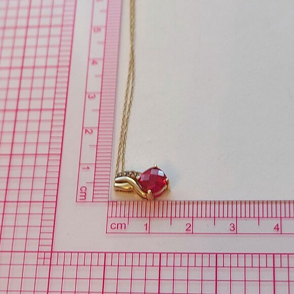 10k Heart Shaped Cultured Ruby Pendant with CZ Accents - Picture 4 of 10